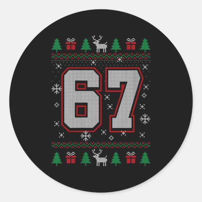 Pegatina Redonda Womens 67 Meme Christmas Ornaments Ugly Sweater Xm (Anverso)