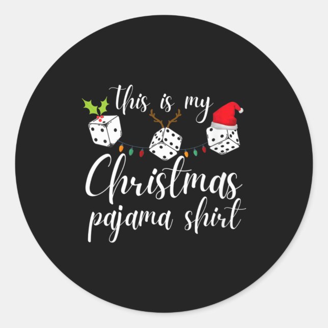 Pegatina Redonda Womens Bunco Christmas Pajama Dice Game Night  (Anverso)