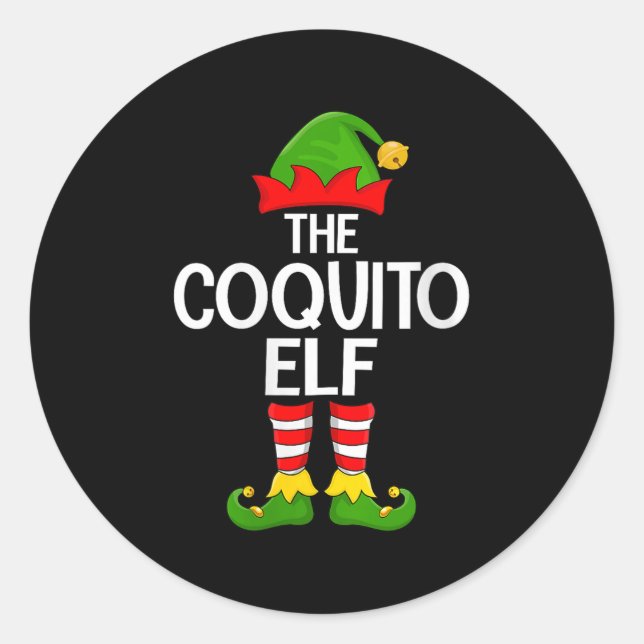 Pegatina Redonda Womens Coquito Elf Xmas Matching Family Elf Squad  (Anverso)