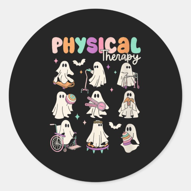 Pegatina Redonda Womens Cute Ghost Physical Therapy Pt Physical The (Anverso)