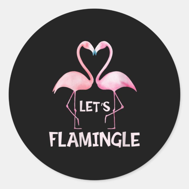 Pegatina Redonda Womens Cute Let's Flamingle Nk Flamingo Summer Lov (Anverso)