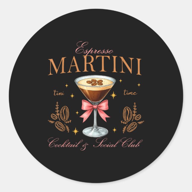 Pegatina Redonda Womens Espresso Martini Social Club Drinking Tai  (Anverso)