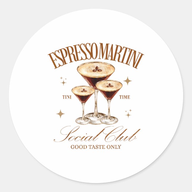Pegatina Redonda Womens Espresso Martini Social Club Drinking Tail  (Anverso)