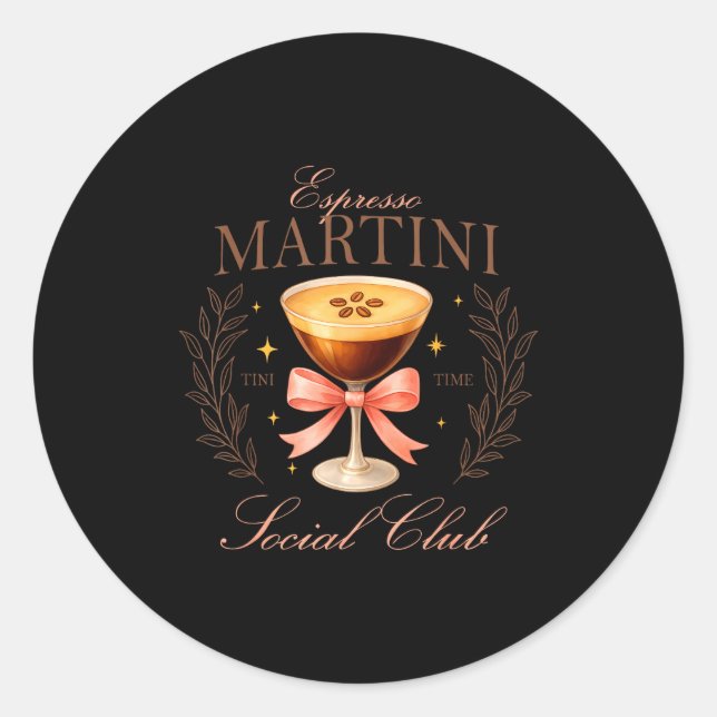 Pegatina Redonda Womens Espresso Martini Social Club Drinking Tail  (Anverso)