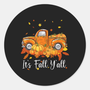 Pegatina Redonda Women's Fall Y'all Pumpkin Truck Autumn Tree He
