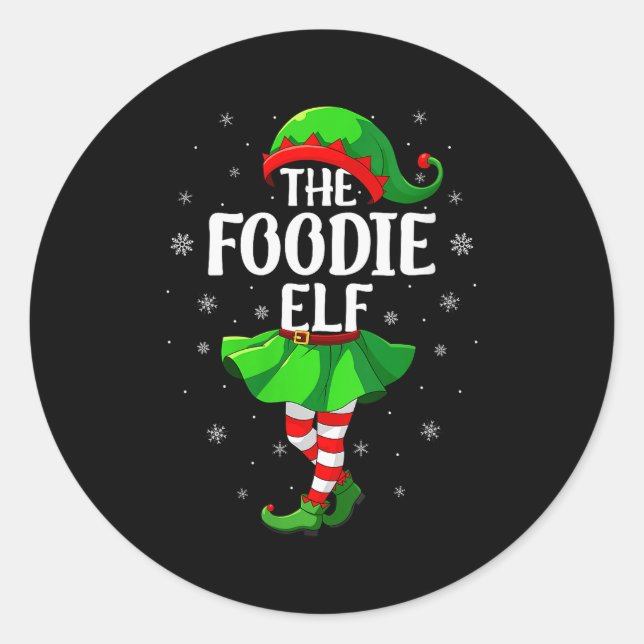 Pegatina Redonda Womens Foodie Elf Christmas Girls Women Elf Squad  (Anverso)