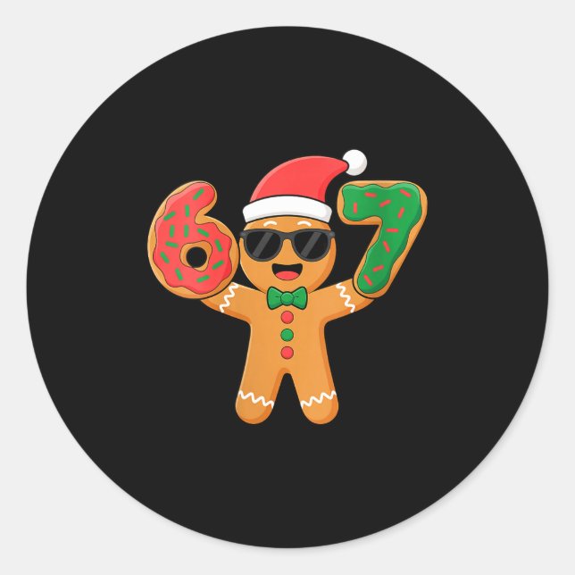 Pegatina Redonda Womens Funny Gingerbread Six Seven 67 Ice Cream Dr (Anverso)