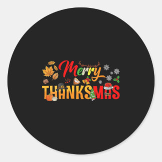 Pegatina Redonda Womens Funny Merry Thanksmas Thanksgiving Christma