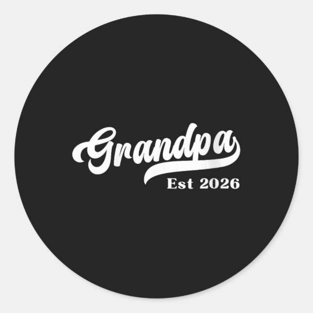 Pegatina Redonda Womens Grandpa Est 2026 New Grandfather Design V-n (Anverso)