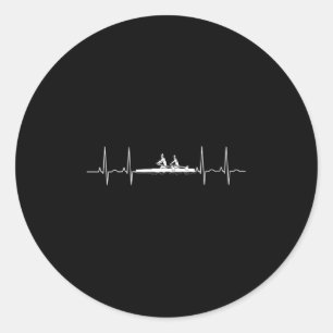 Pegatina Redonda Womens Heartbeat Rowing Crew Line Stroke Srt Athle