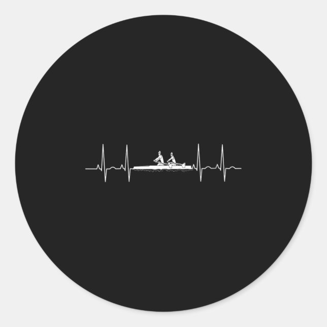 Pegatina Redonda Womens Heartbeat Rowing Crew Line Stroke Srt Athle (Anverso)
