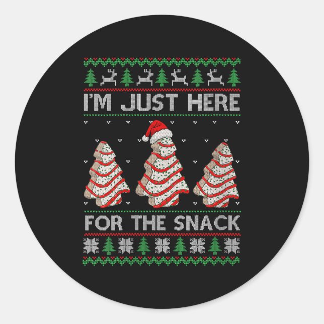 Pegatina Redonda Womens I'm Just Here For The Snack Christmas Cakes (Anverso)
