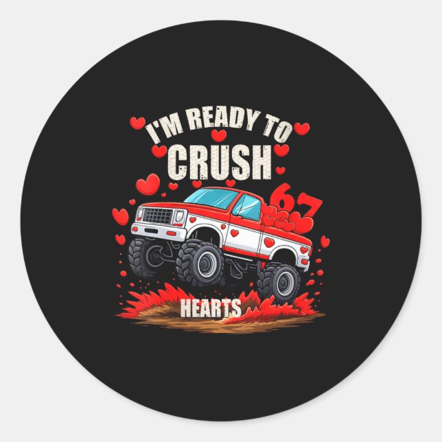 Pegatina Redonda Women's I'm Ready To Crush 6 7 Hearts Truck Funny  (Anverso)