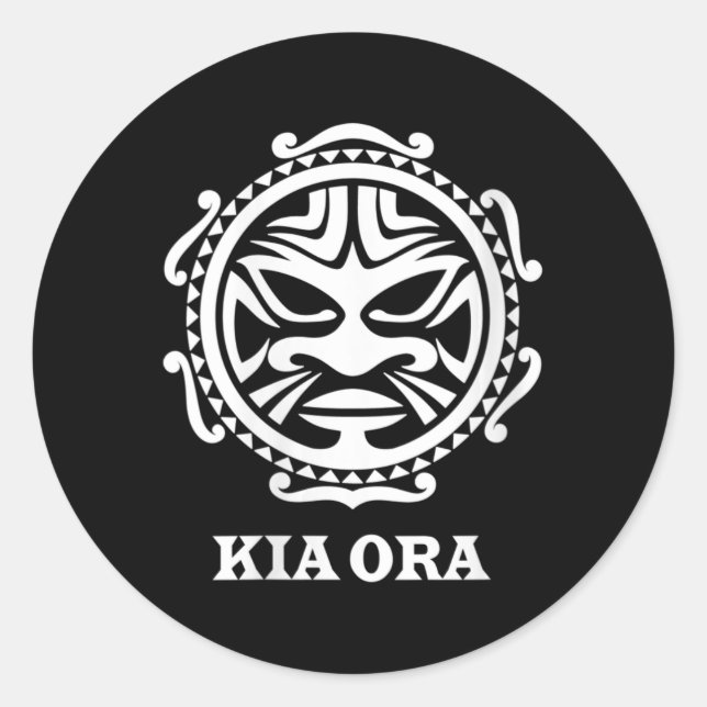 Pegatina Redonda Womens Kia Ora Maori Culture Symbol Haka Dance New (Anverso)