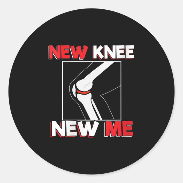 Pegatina Redonda Womens Knee Surgery Recover Quote Gift - New Me V- (Anverso)