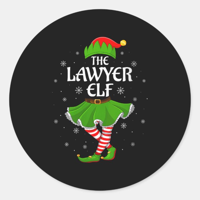 Pegatina Redonda Womens Lawyer Elf Christmas Family Girls Women Elf (Anverso)