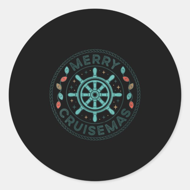 Pegatina Redonda Womens Merry Cruisemas Cruise Mas Matching Family  (Anverso)