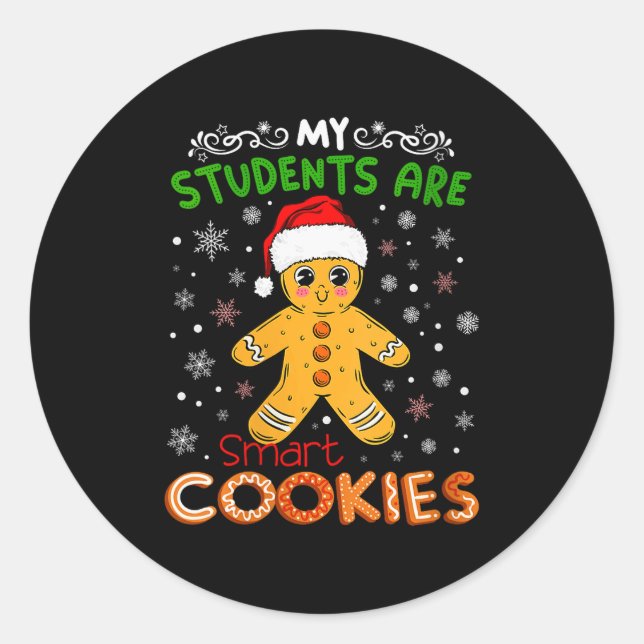 Pegatina Redonda Womens My Students Are Smart Cookies Christmas Gin (Anverso)