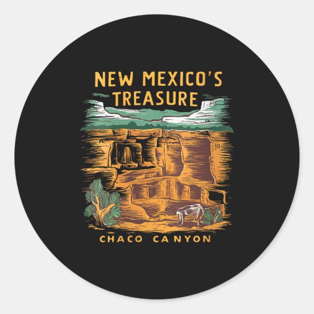 Pegatina Redonda Womens New Mexico Treasure Chaco Canyon National P (Anverso)