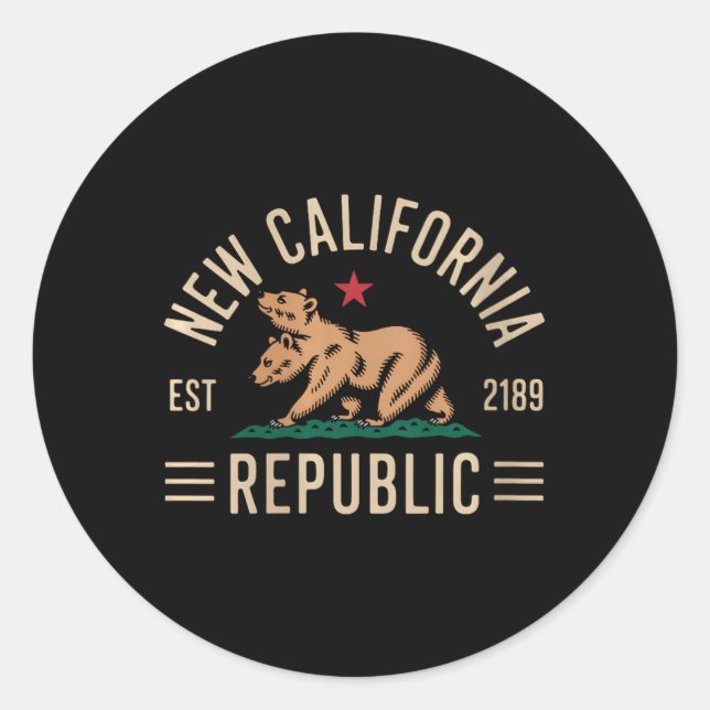 Pegatina Redonda Womens Republic California Wear New California Rep (Anverso)