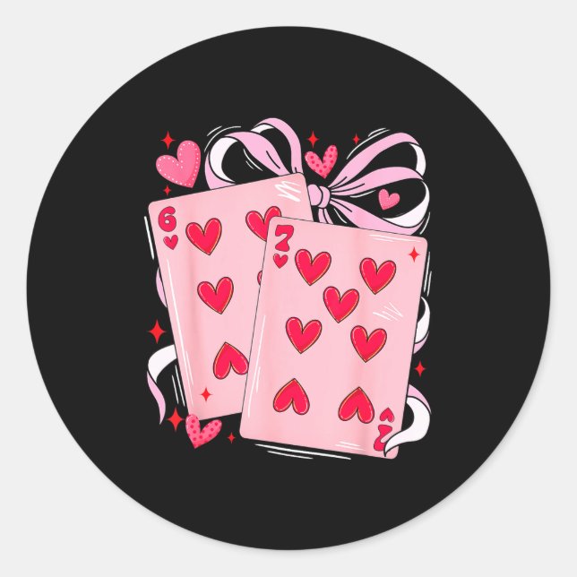 Pegatina Redonda Womens Retro Six Seven 67 Meme Valentines Day Play (Anverso)