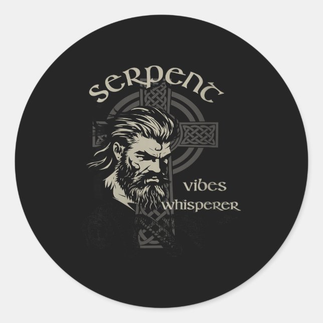 Pegatina Redonda Womens Serpent Vibes Whisperer Nordic Mystic Beard (Anverso)