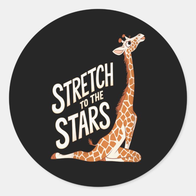 Pegatina Redonda Womens Stretch Toward The Galaxy Sitive Yoga Giraf (Anverso)