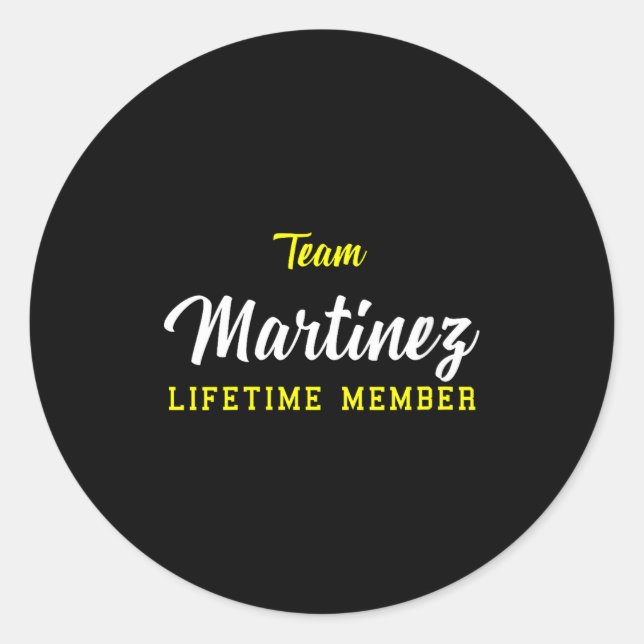 Pegatina Redonda Womens Team Martinez Lifetime Member Surname Birth (Anverso)