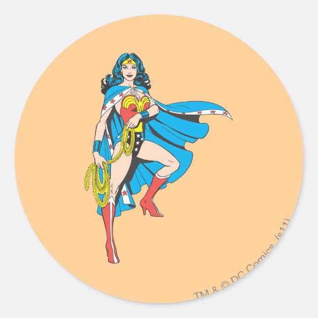 Pegatina Redonda Wonder Woman Cape (Anverso)