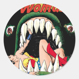 Pegatina Redonda Wonder Woman Jaws