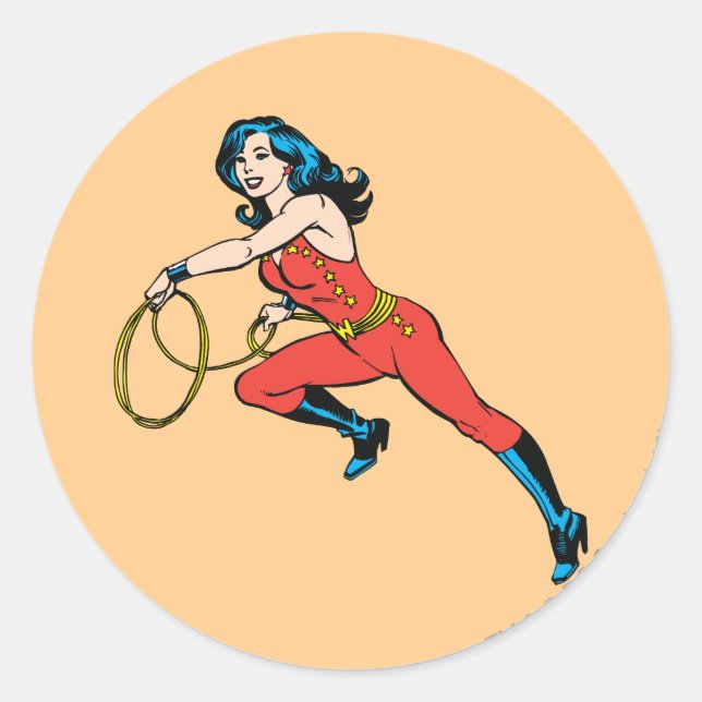 Pegatina Redonda Wonder Woman Red Outfit (Anverso)