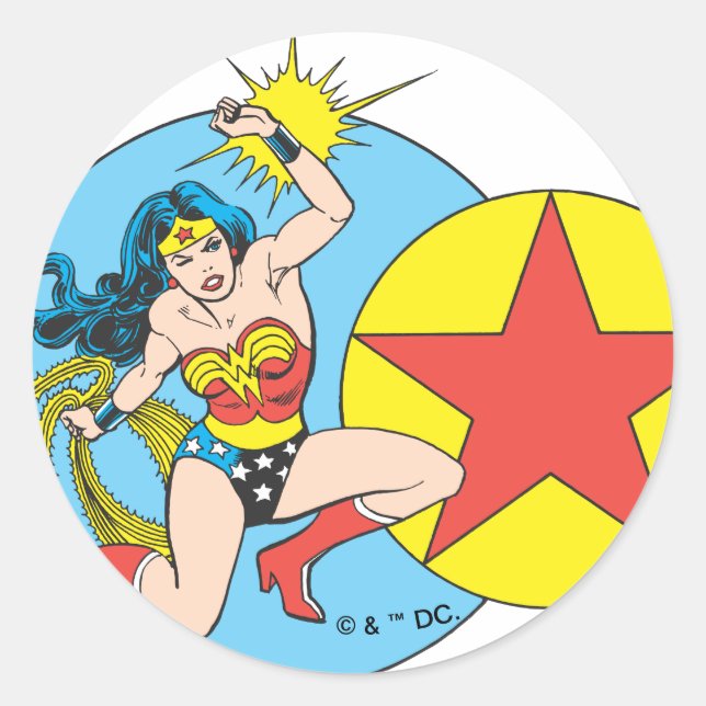 Pegatina Redonda Wonder Woman Red Star (Anverso)
