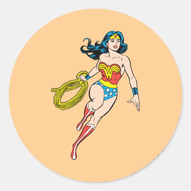 Pegatina Redonda Wonder Woman Run (Anverso)
