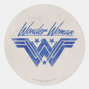 Pegatina Redonda Wonder Woman Stacked Stars Symbol