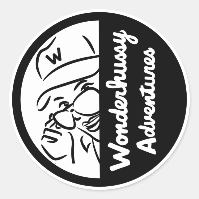 Pegatina Redonda Wonderhussy Adventures Black & White Peek-a-boo (Anverso)