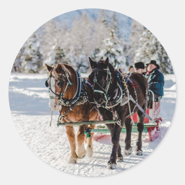 Pegatina Redonda Wonderland de invierno (Anverso)