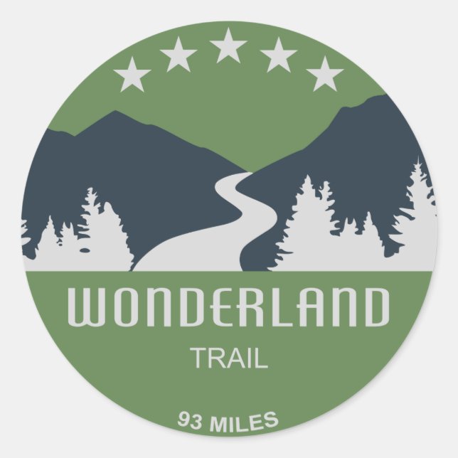 Pegatina Redonda Wonderland Trail (Anverso)