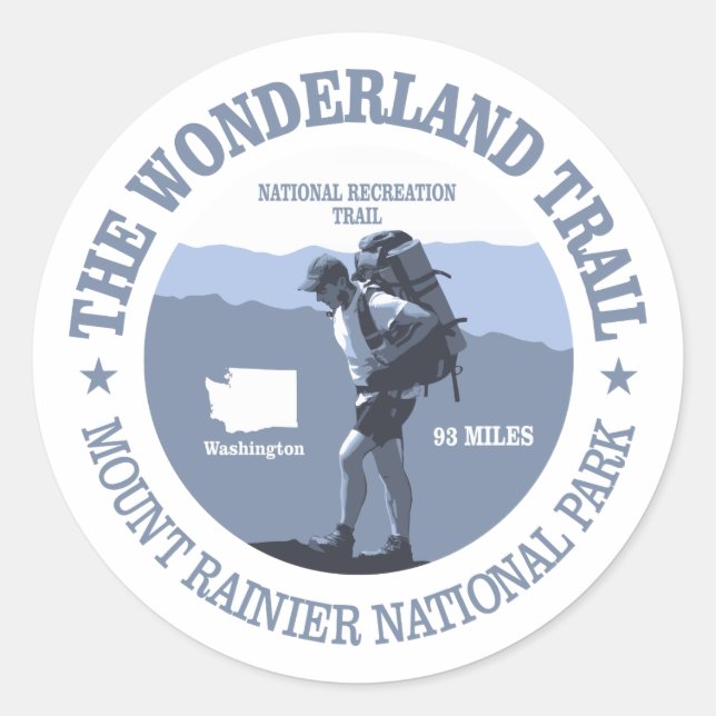 Pegatina Redonda Wonderland Trail (rd.) (Anverso)