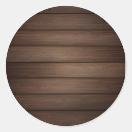 Pegatina Redonda Wood Grain Striped Brown Abstract Fashion Art