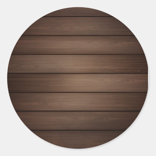 Pegatina Redonda Wood Grain Striped Brown Abstract Fashion Art (Anverso)