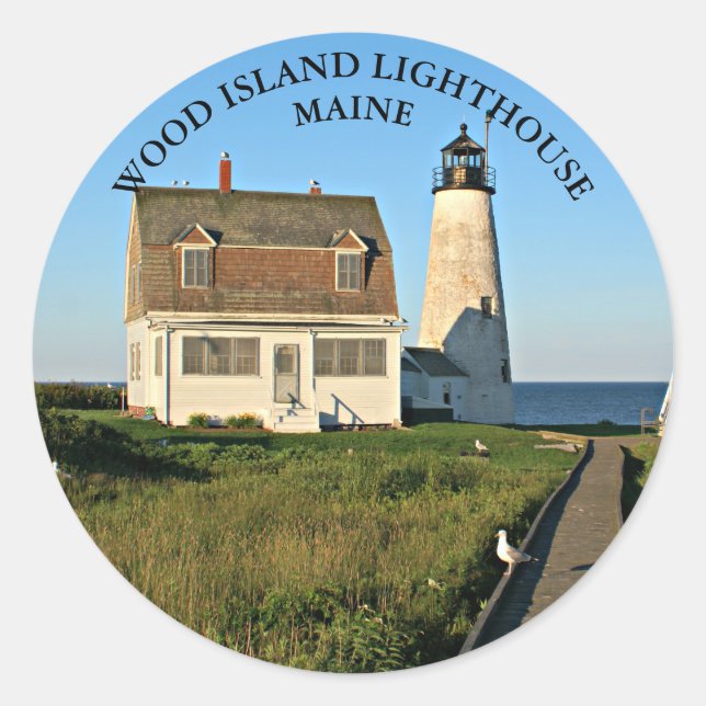 Pegatina Redonda Wood Island Lighthouse Maine Grandes Pegatinas (Anverso)
