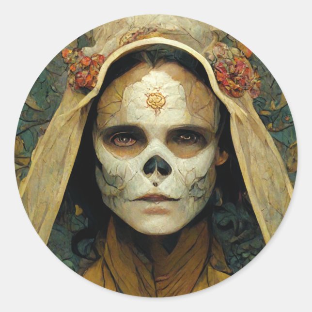 Pegatina Redonda Wood Witch 1 Fantasy (Anverso)