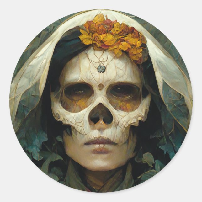 Pegatina Redonda Wood Witch 2 Fantasy (Anverso)