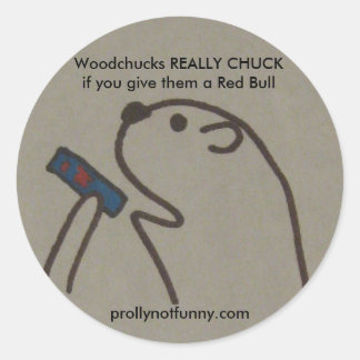Pegatina Redonda Woodchucks REALMENTE CHUCKsi les das un Toro Rojo