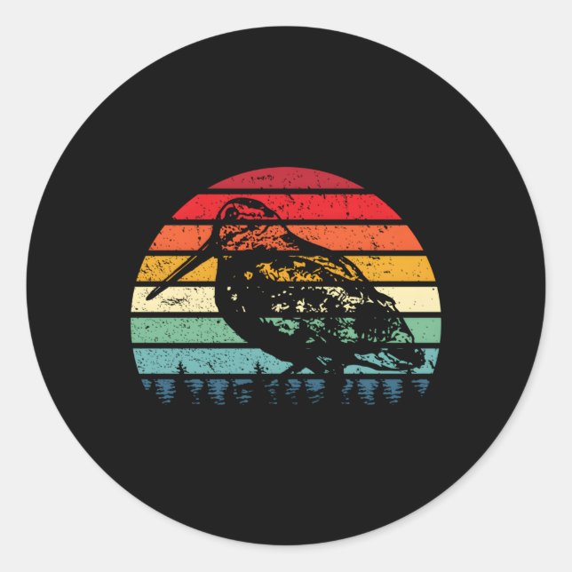 Pegatina Redonda Woodcock Hunter Timberdoodle Bogsucker Hokumpoke (Anverso)