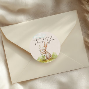 Pegatina Redonda Woodland Animals Boho Baby Shower