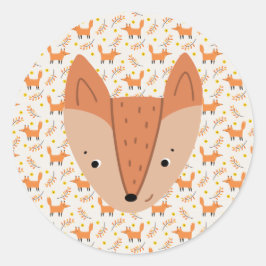 Pegatina Redonda Woodland Animals Boho Design Fox