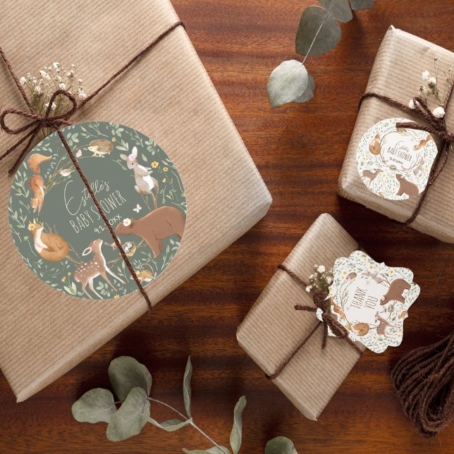 Pegatina Redonda Woodland Animals Forest Friends Baby Shower (Subido por el creador)