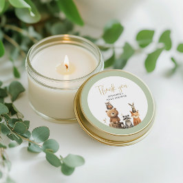 Pegatina Redonda Woodland Animals neutros de género Bebé ducha favo