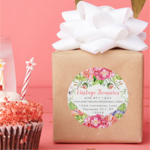 Pegatina Redonda Woodland Boho Floral Business o Craft personal